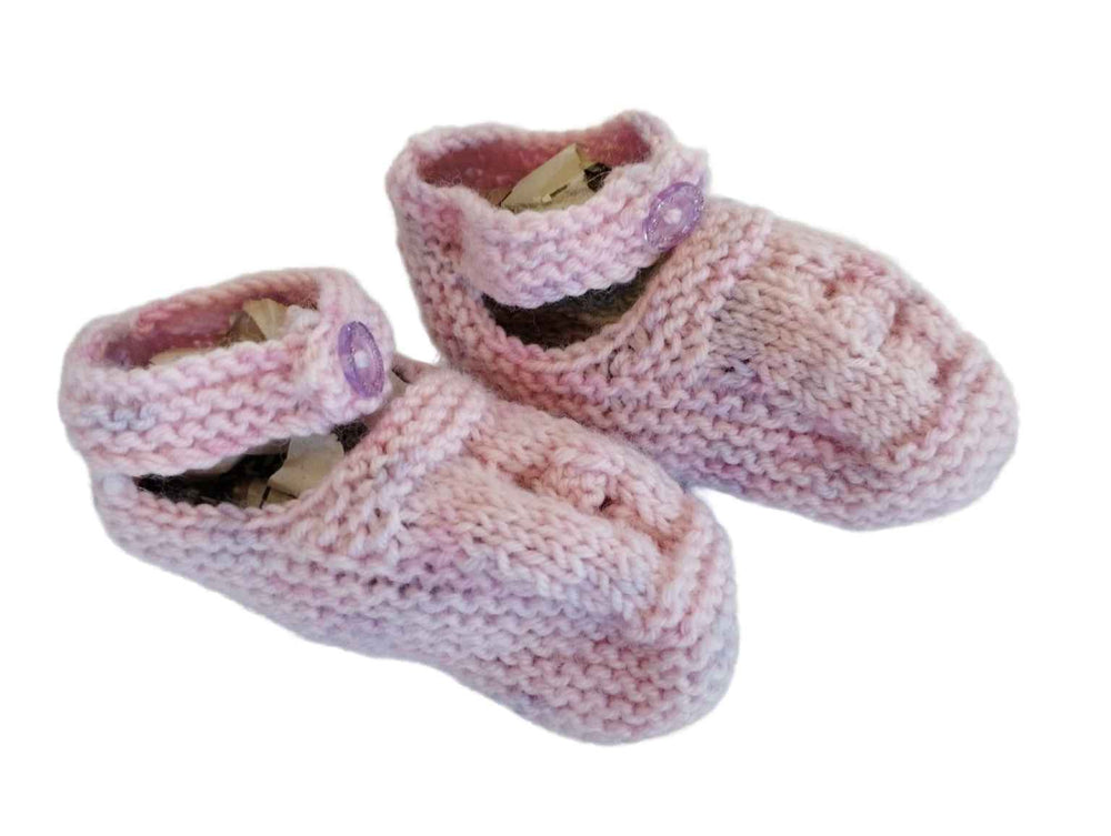 Pink Baby Booties Pure Wool