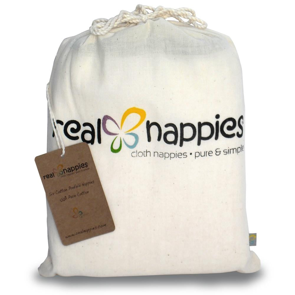 Real Nappies reusable cloth nappies-Organic Cotton Nappy Prefolds - 6 pack-